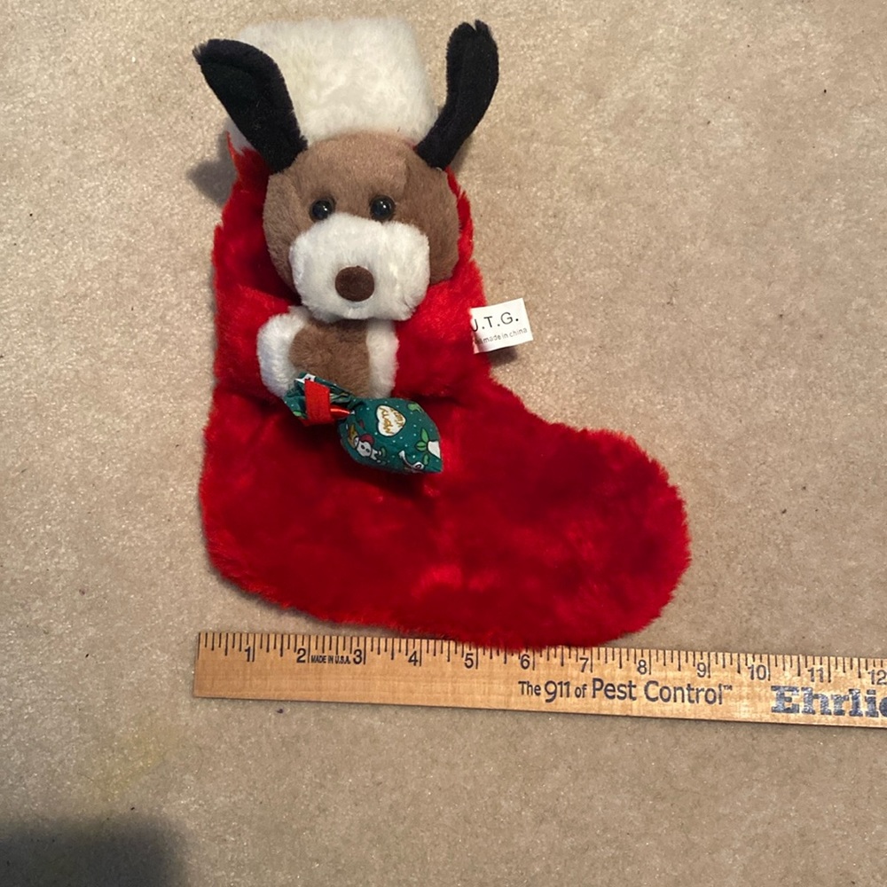 Vintage UTG Plush Puppy Christmas Stocking